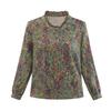 Plus Size Floral Print Long Sleeve Top for Middle-Aged & Elderly Women