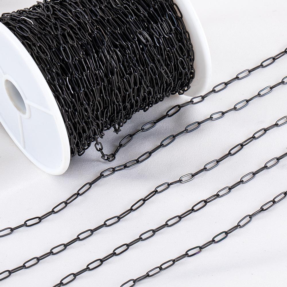0.5M 1M 2M Gun Black Stainless Steel 2.5mm To 6mm Thin Frame Link Chain for Jewelry Making Findings DIY Necklace Bracelet Chain