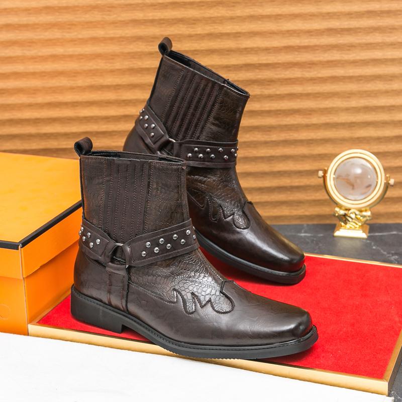 Fashion Size 38-46 Retro Men Ankle Boots Men Comfortable Fashion Cowboy Boots European Outdoor Waterproof Training Brand Boots Men