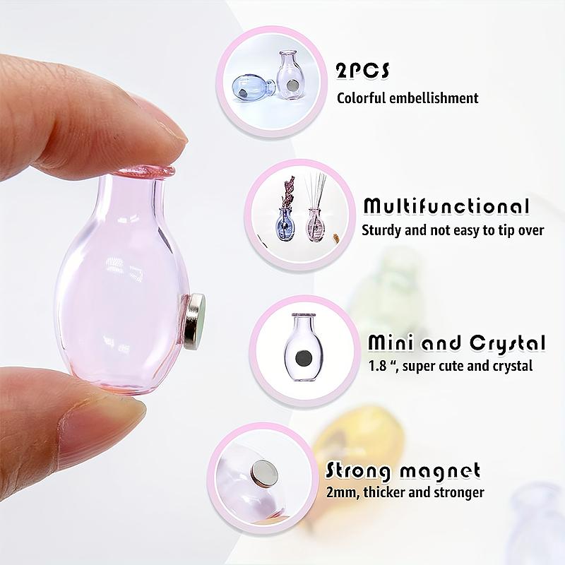 1PC Vase Magnet Mini Fridge Magnetic Vase Home Decoration Glass Refrigerator Sticker 3D 28x17mm