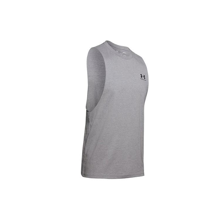 Under Armour Sportstyle Left Chest Cut-Off Tank Top Grey Men s 1329286-035 XL