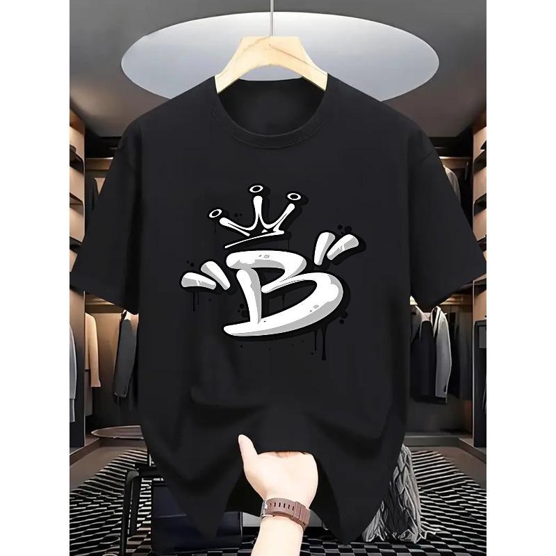 European Size Summer Men's Fashion Pattern Short Sleeve T-Shirt with Letter Print