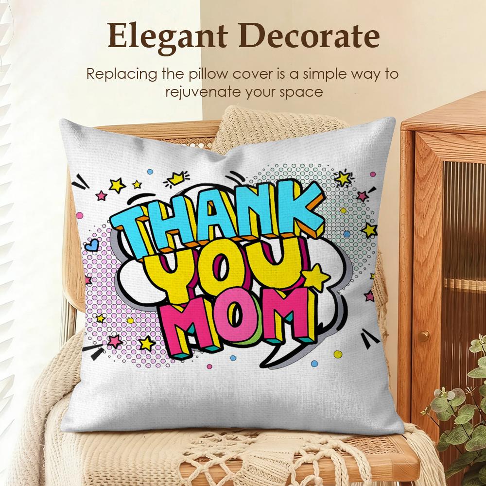 Happy Mothers Day Cushion Cover Natural Linen Organic Fabric DoubleSided Printing Sofa Home Decor Gift Pillow Case
