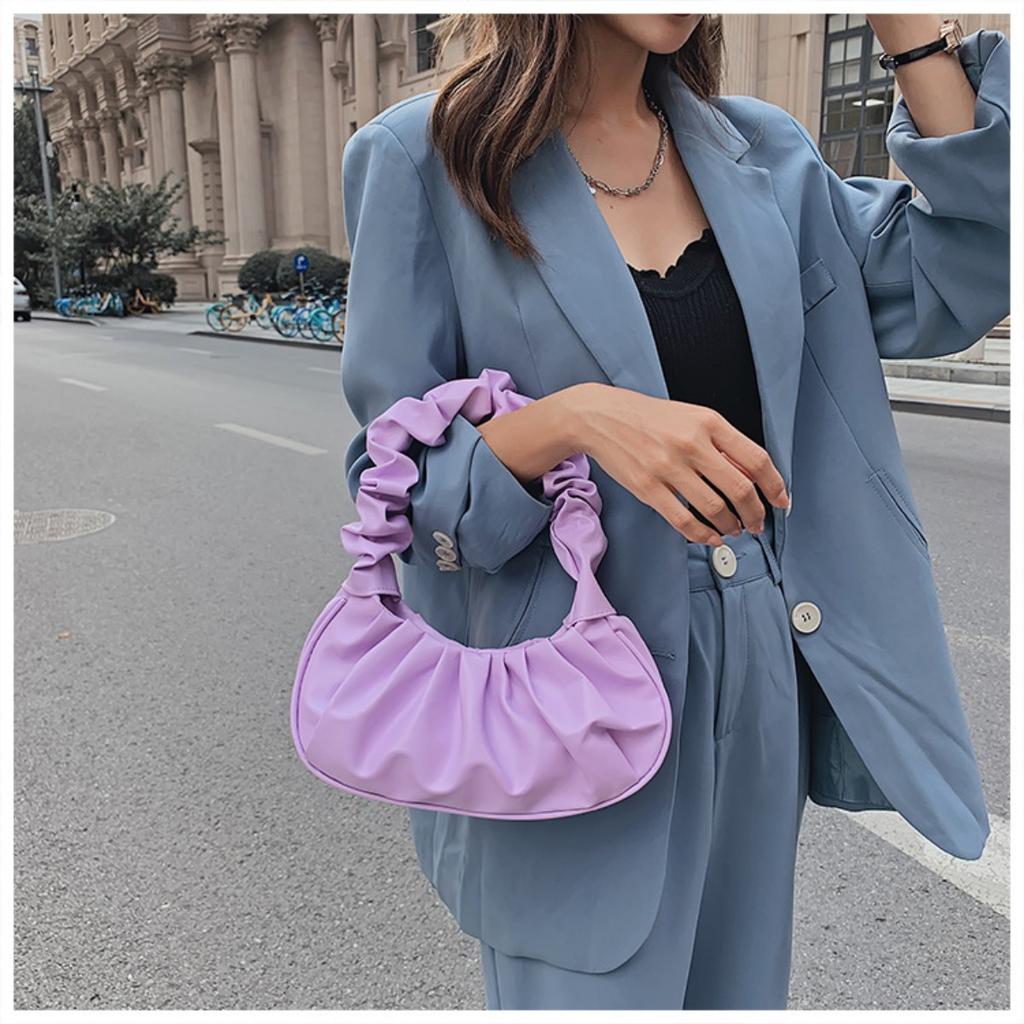 Bag Girl, Korean Version One Shoulder Dumpling Bag, French Bag, Fashionable Cloud Bag, Pleated Handbag, Armpit Bag