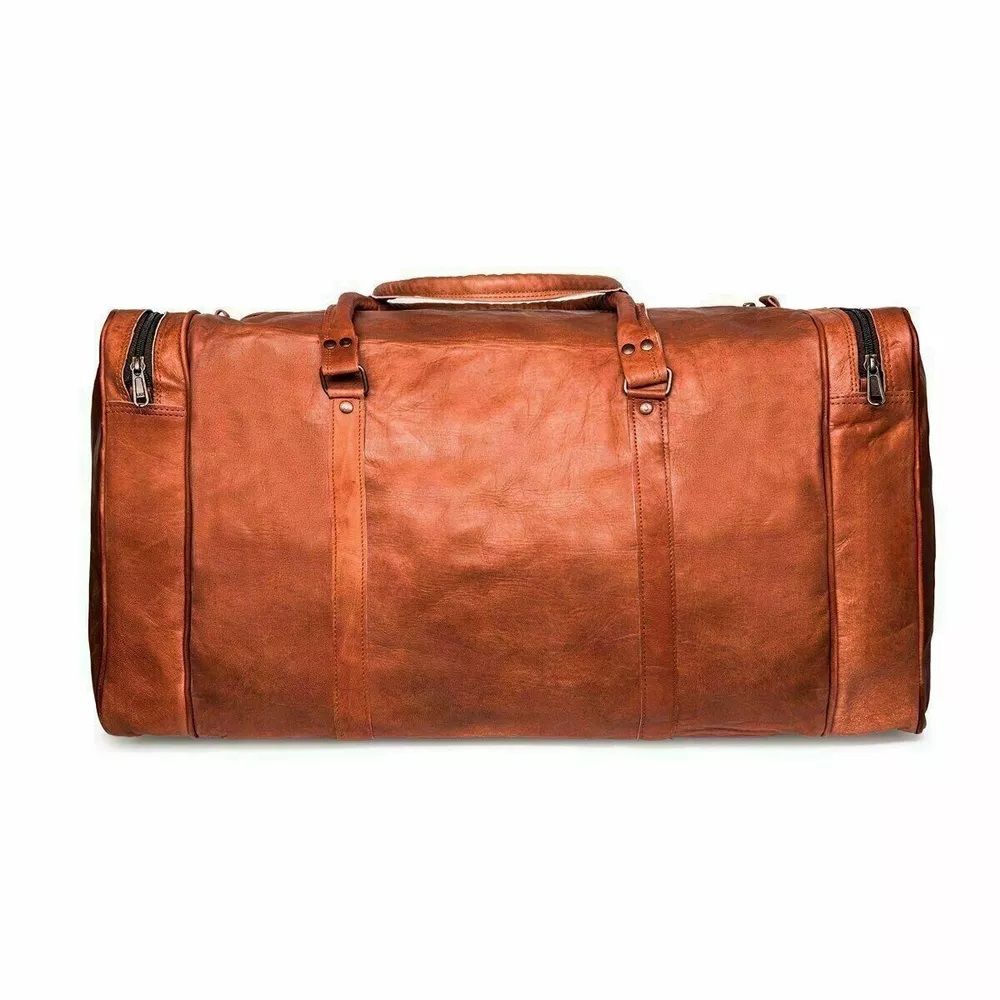 Leather Travel Bag Goat Gym Genuine Luggage Vintage Brown Duffel New Overnight