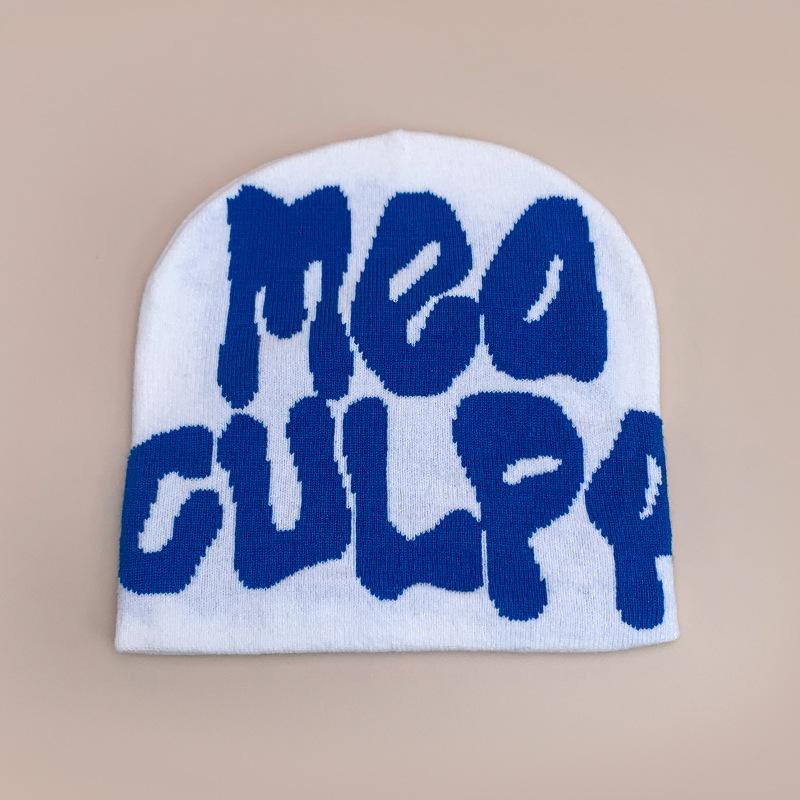 Cross-Border Wind Letter Jacquard Knitted Hat For Men And Women, Warm Contrasting Color, Hip-Hop Street Pullover Hat