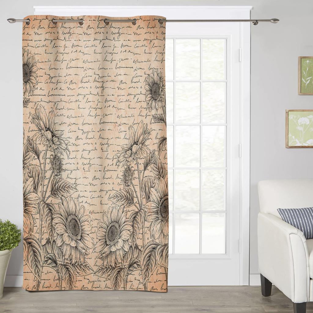 Floral Daisy Retro Minimalist Modern Window Curtains for Living Room Bedroom Curtain Kitchen Treatment Blinds Drapes