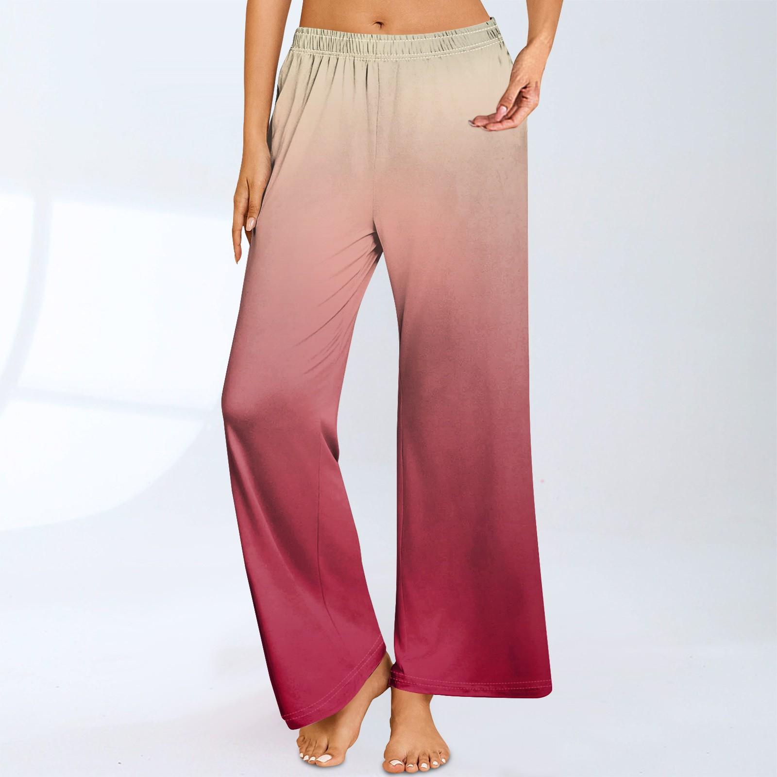 

Женские пижамные штаны, одежда для сна, повседневные брюки с эластичной резинкой на талии, удобные прямые свободные брюки для йоги XL арбуз красный