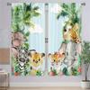 2Pcs Tropical Jungle Animals Curtains Cartoon Giraffe Zebra Elephant Living Room Bedroom Window Decor Curtains Kids Room Style