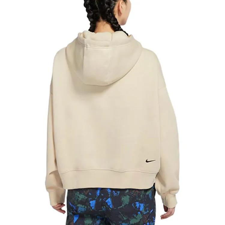 Nike THERMA FIT Sweatshirts Women's Beige Hooded Moderate Straight Fit (Unisex) Sweatshirts DQ5808 126