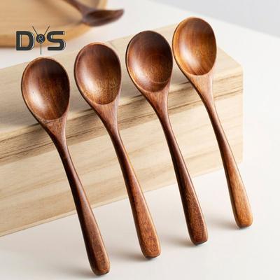 6Pcs Wooden Spoon Comfortable Grip Honey Soup Spoons Lightweight Cooking Spoon for Home Dining Table