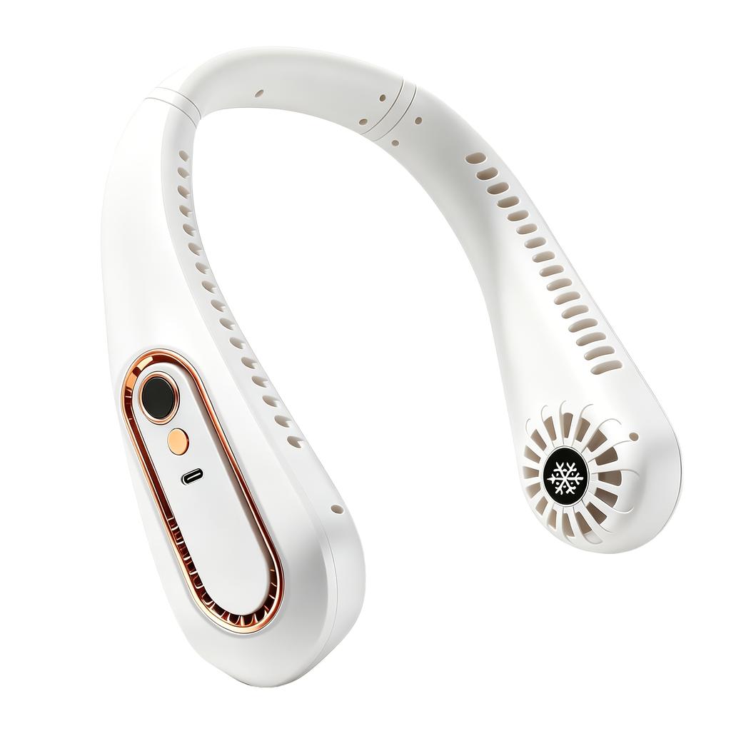 Neck-mounted Fan Without Blades, USB Rechargeable Portable Sports Mini Fan Fast Cooling and Safety Fan 5-speed Settings and Digital Display Summer Fan