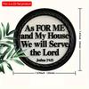 2d Flat 20*20cm “as for Me and My House We Will Serve The Lord” Circular Wooden Wall Art Decoration, with Holly Decoration, for Home, Cafe, Office.