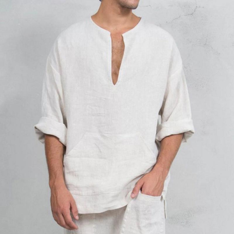 Premium Men's Long Sleeve Linen Shirt With Loose Fit For Casual Summer Comfort