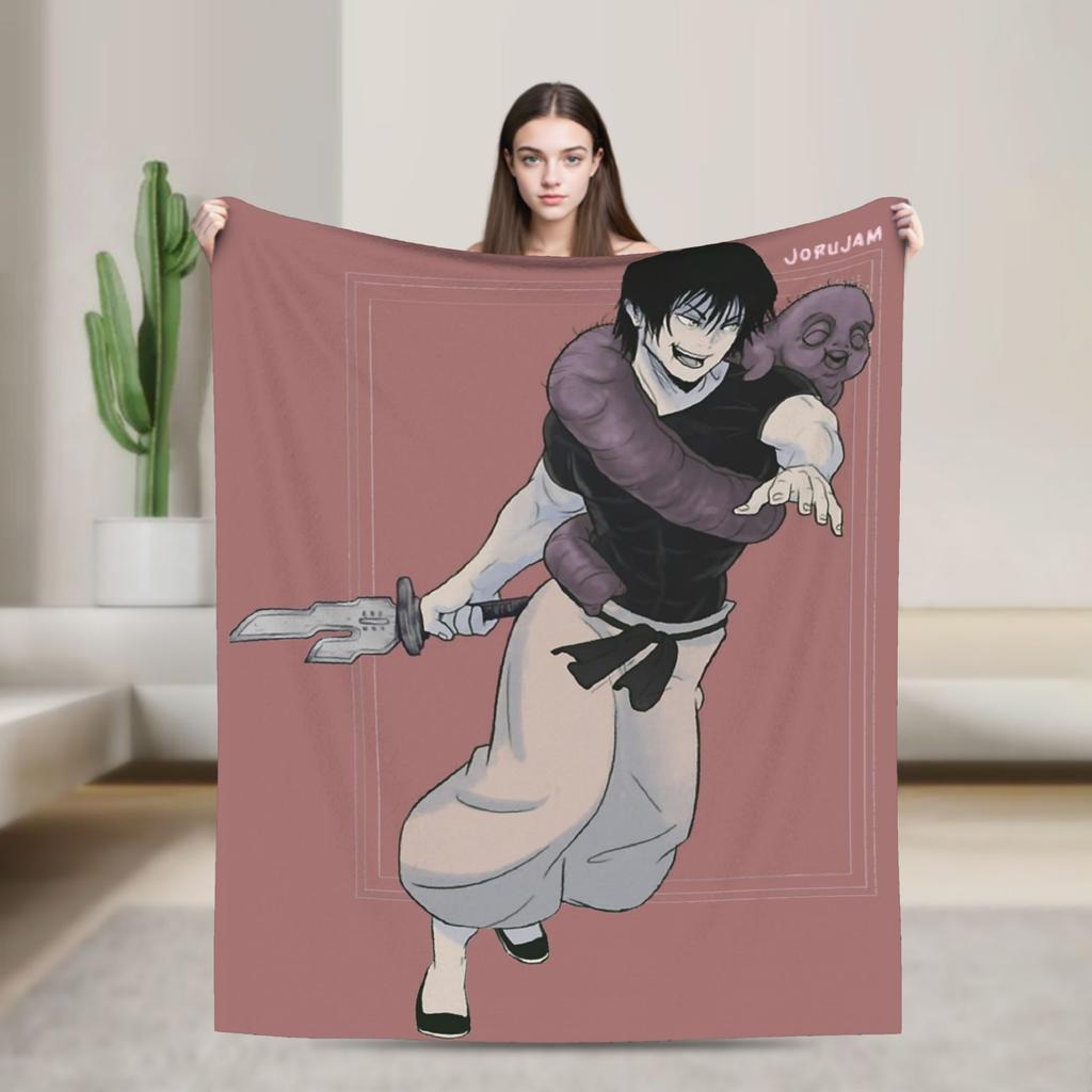 Sorcerer Killer Anime Toji Fushiguro Plush Blanket Students Flannel Throw Blanket For Living Room Warm Soft Quality Bedspread