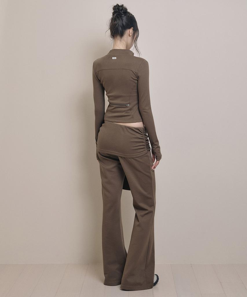 AWOSWEIB Relaxed Slim Zip-Up - Brown
