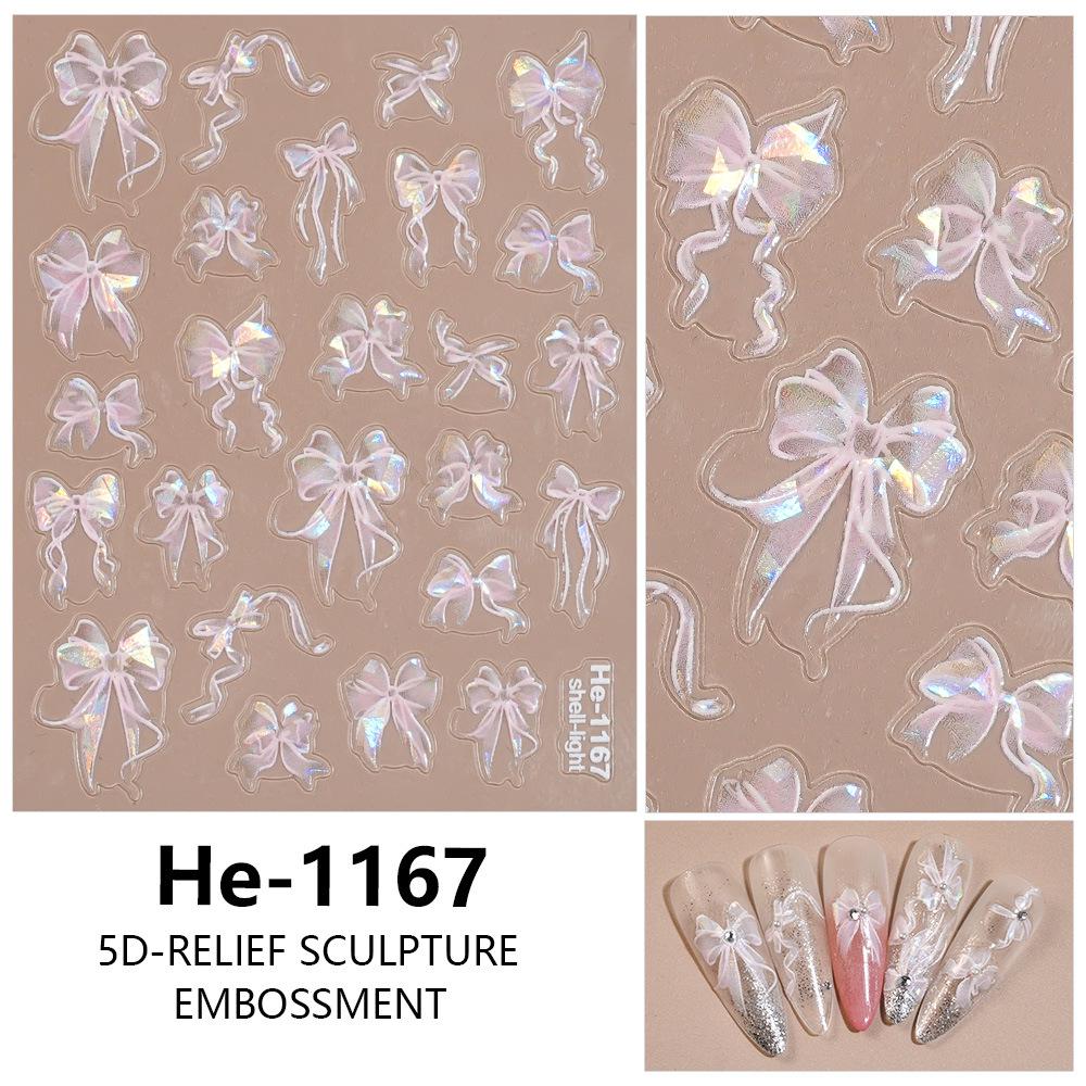 Redanco 5D Embossed Bow Nail Stickers - He-1167