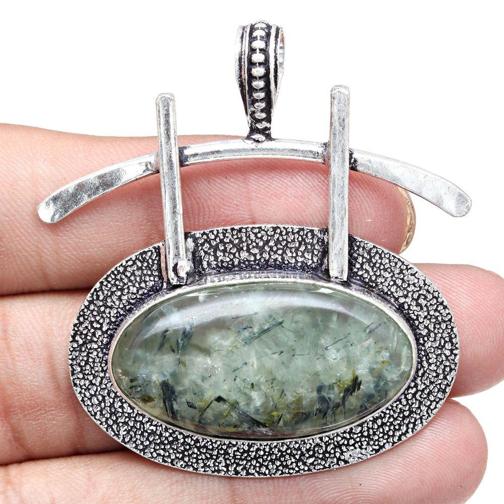 Necklace Prehnite Gemstone Handmade Gift For Her Silver Jewelry 2"