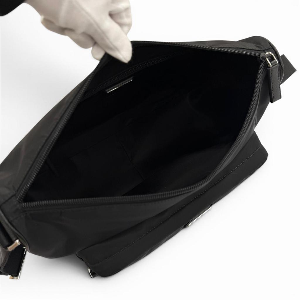 Excellent PRADA Shoulder Bag Black Nylon Mens 2VH191 Used