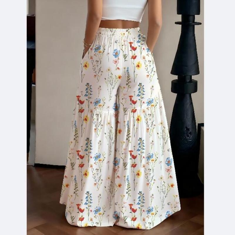 Women's Lightweight Floral Print Loose Wide-Leg Pants