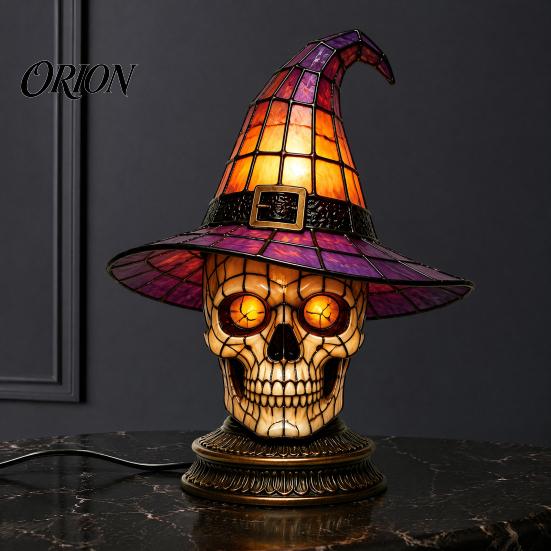 Atmosphärische Beleuchtung für Schlafzimmer Schwarze Katze Hexenhut Tischlampe, mit verträumtem lila Licht, dunkle Ästhetik Gothic Ornament Retro Halloween Ornament,