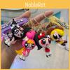 Adorable Cartoon Powerpuff Girls Silicone Keychain Cute Car Key Accessory