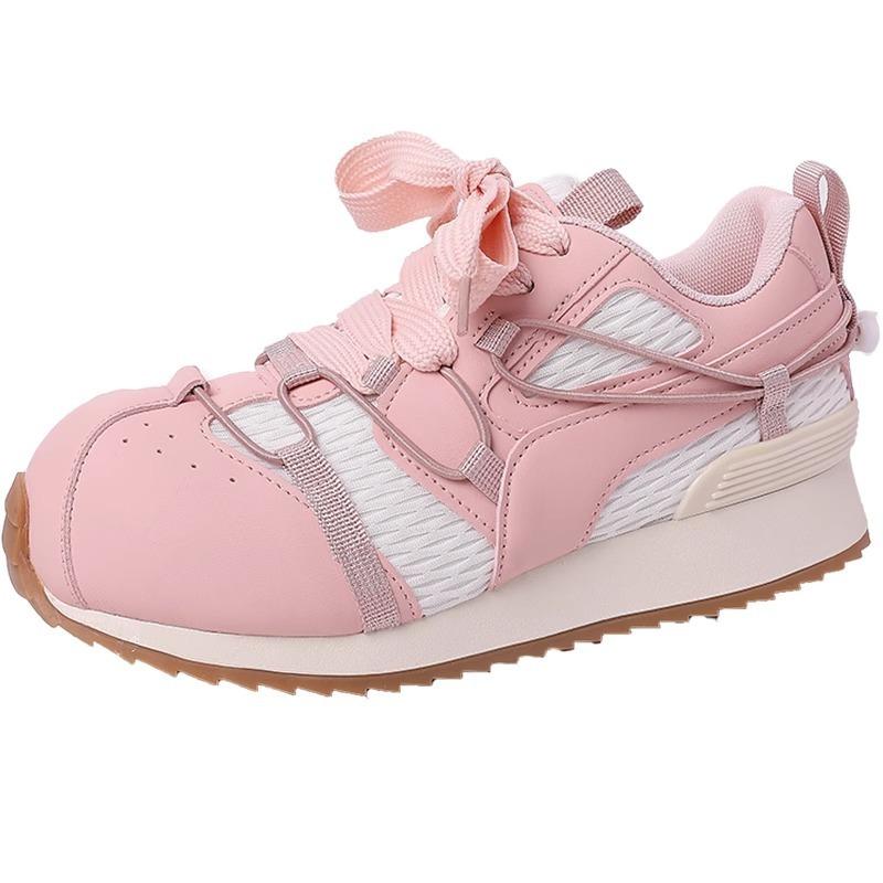 Platform-soled fashion casual shoes women's spring new ugly cute big head cute lace-up versatile bread shoes
