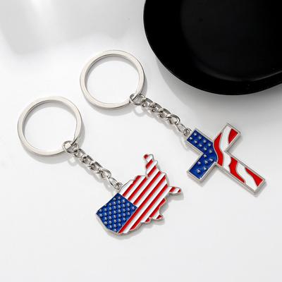 1/4Pcs Keep America Great Again Keychain Cross Goddess Shape US Flag Pattern Metal Keyring for Political Enthusiasts