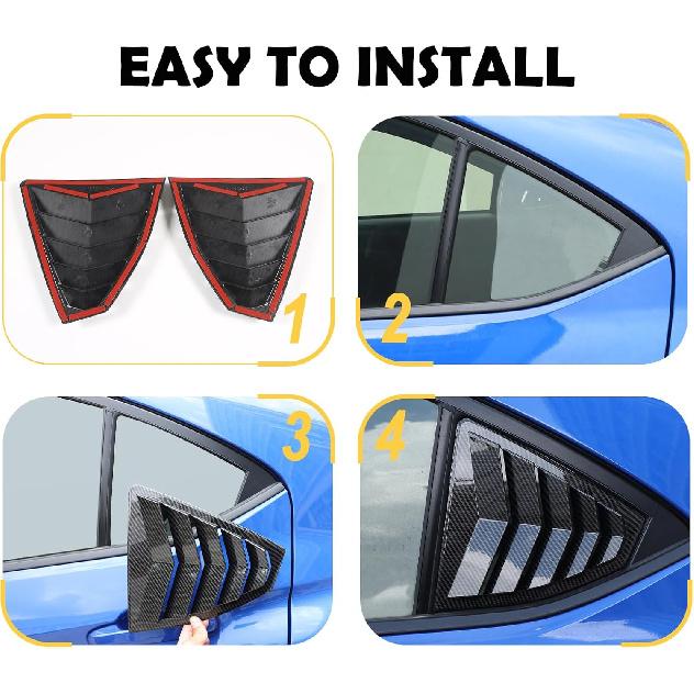 Rear Side Window Louver Cover Compatible with WRX 2022 2023, Car Side Window Shutters Air Vent Shades Cover Trim, Rear Quarter Trim Pair Accessories