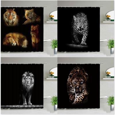 Africký leopard lev tygr vzor sprchový závěs potisk divokých zvířat koupelna vana domácí dekorace dárek vodotěsné závěsy