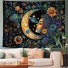 Sun and Moon Tapestry Bedroom Hippie Boho Floral Flower Plant Wall Tapestry Aesthetic Vintage Galaxy Celestial Star Spiritual