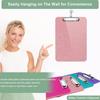 1 Pcs Clear Glitter Clipboards, Plastic Clipboard with Pen Holder, Size 8.85 x 12.4 in Shiny Clipboards with Low Profile Clip, Cute Hanging Clipboard