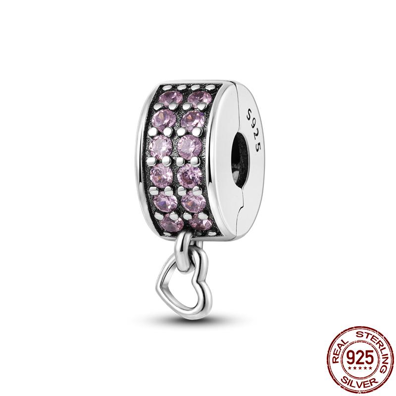 S925 Sterling Silver Clasp Silver Charms Silicone Spacer Beads Safety Chain Fit Original  Bracelet  Jewelry Women New In