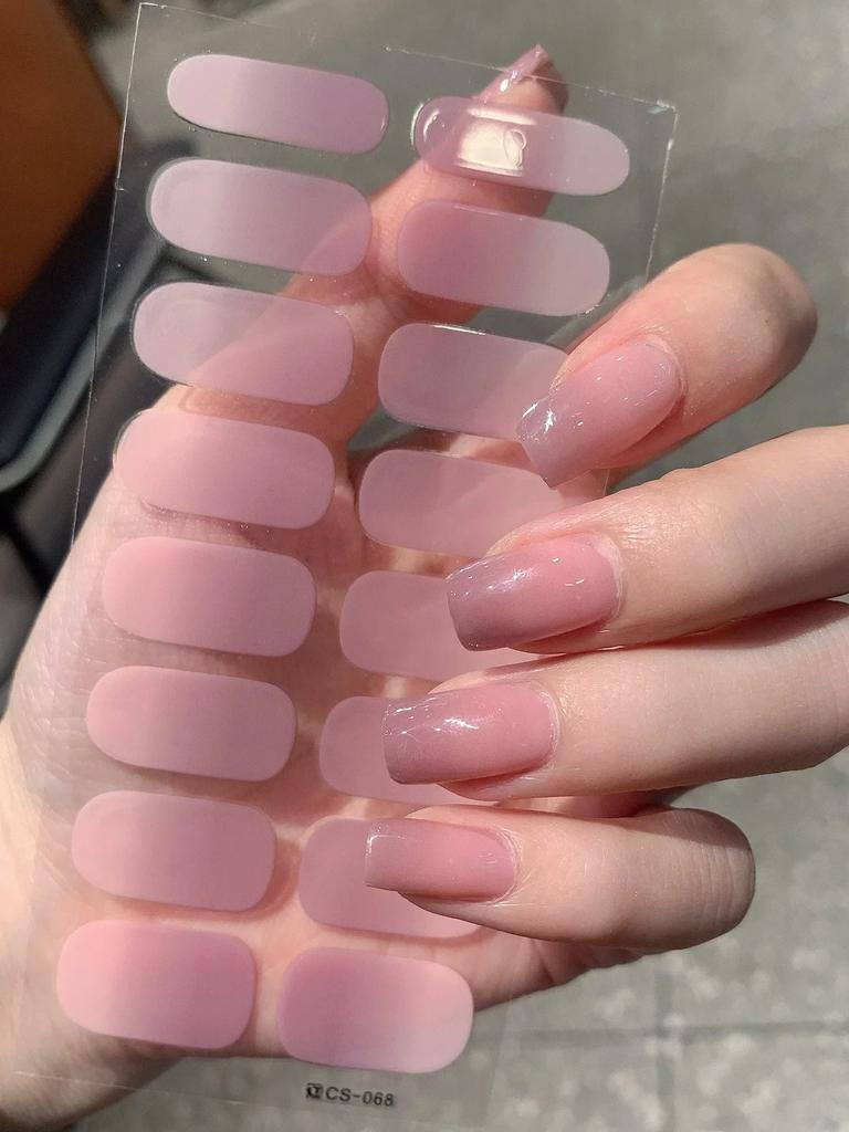 2025 Semi-cured Gel Nail Stickers Solid Color Nail Semi-baked Tips Full UV Nail Need Decals Paste Lamp N0R7