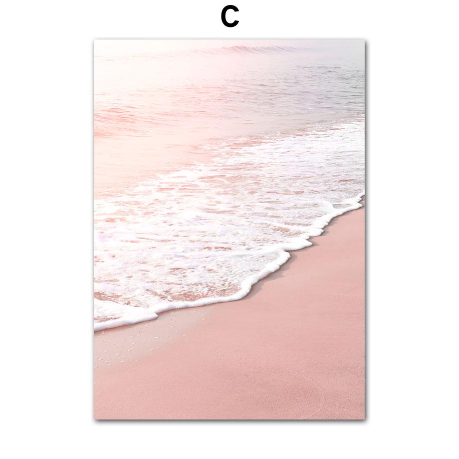 Tropical Pink Beach Shell Palm Tree Sun Posters Prints Canvas Painting Nordic Wall Art Pictures For Living Room Home Decor