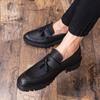 Leather Shoes Men's Inner Height Increase Trend Winter Korean Version British Style Pointed Head One Pedal Hair Stylist