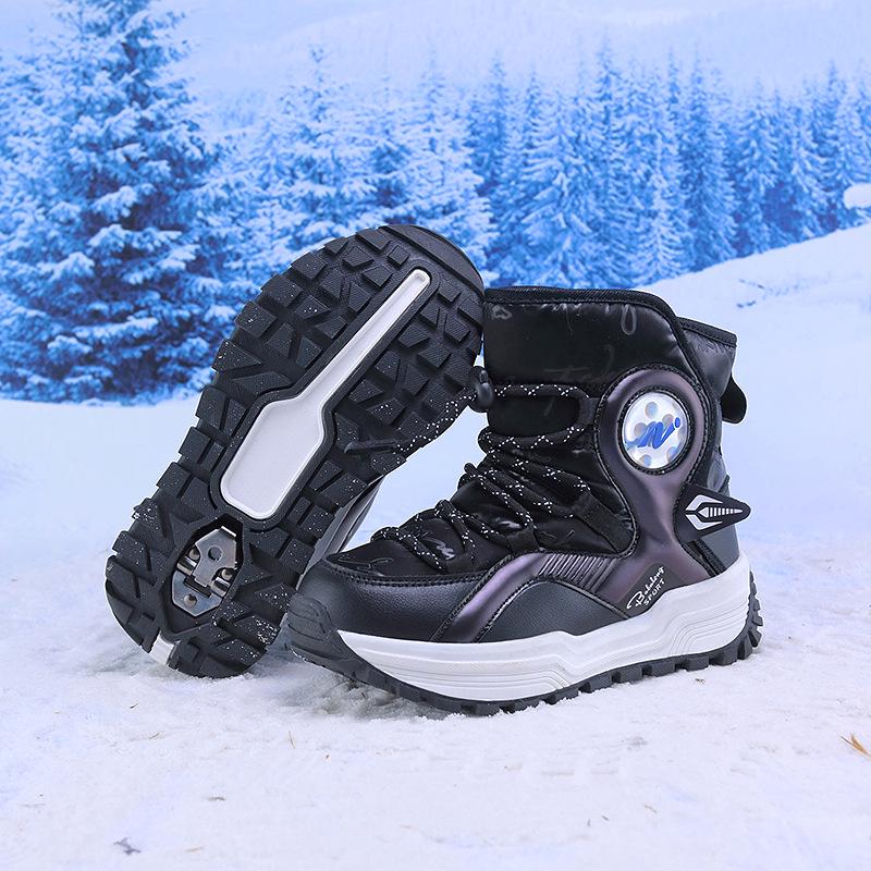 2024 Winter Kids' Snow Boots: Fleece-Lined, Non-Slip, Wear-Resistant, Warm Cotton for Boys & Girls