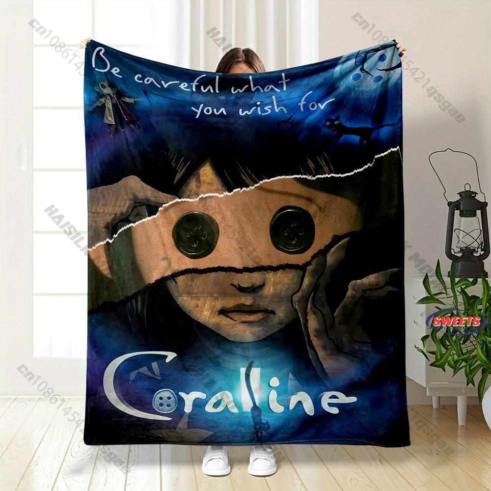 6 Sizes C-C0raline Print Blanket Warm Soft and Comfortable Home Travel Blanket Sofa Bedding Cover Blankets Gift for Friends Kids