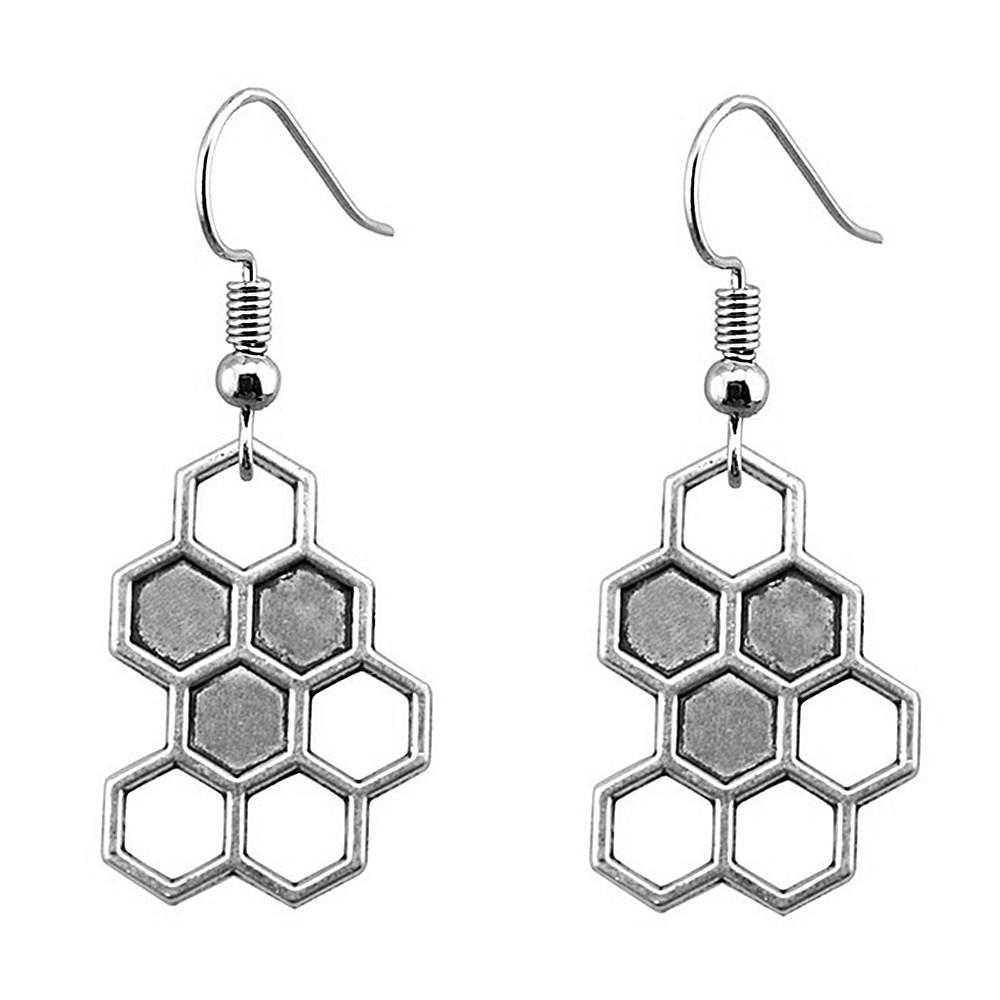 Hängeohrring Biene Wabe Minimalistische Schmuckkomponenten Ohrringgröße 18x19mm QE004