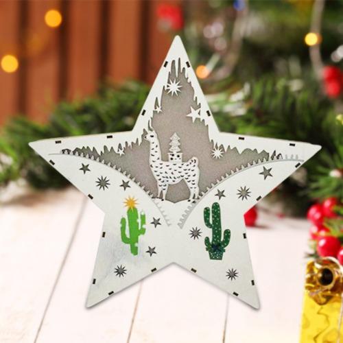 

Hot Selling Wooden Craft of Glowing Reindeer and Pentagram for Christmas
