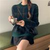 Autumn Winter Houndstooth Knitted Loose Sweater Women Pullover Tops Long Sleeve O Neck Casual Streetwear Women Knitwear Jumpers