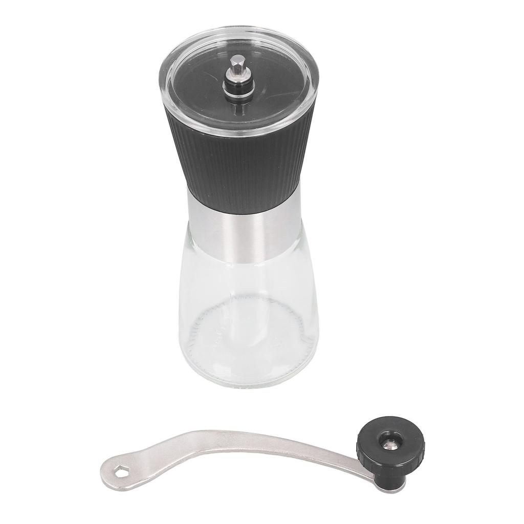 Manuelle Kaffeemühle Glas Edelstahl Multifunktional Gleichmäßiges Feines Mahlen Handkurbel Kaffee