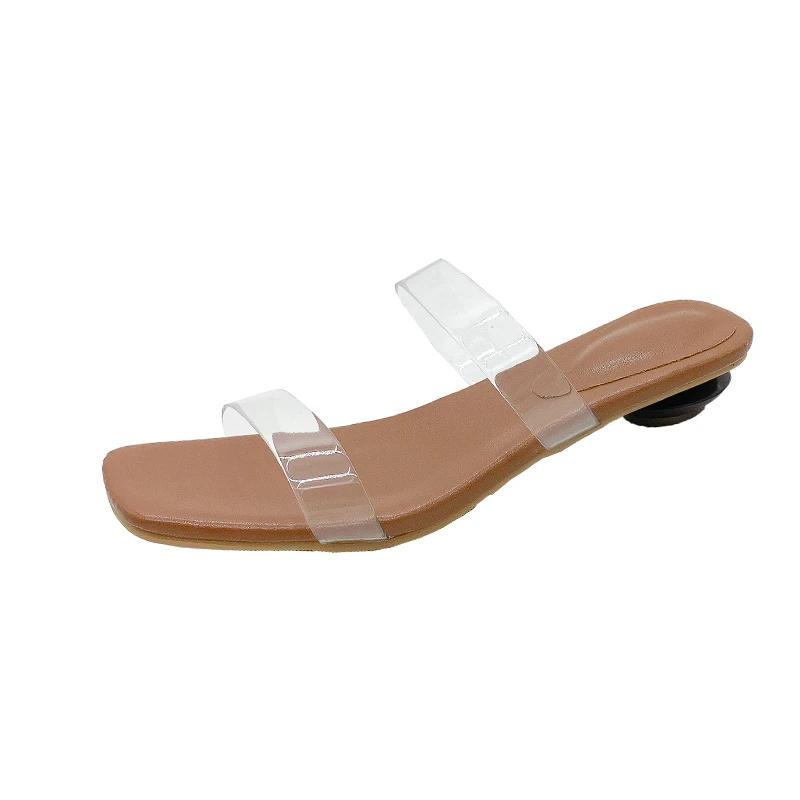 2024 Fashion Solid Color Summer Women's Shallow Mouth Jelly Slippers Open Toe High Heels Women's Slippers Transparent Sandals