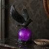 Gothic Home Decor Raven LED Ball Lamp Mysterious Crow On Orb Sculpture Statement Table Lamp Halloween Decorative for Bedside Bedroom Living Room