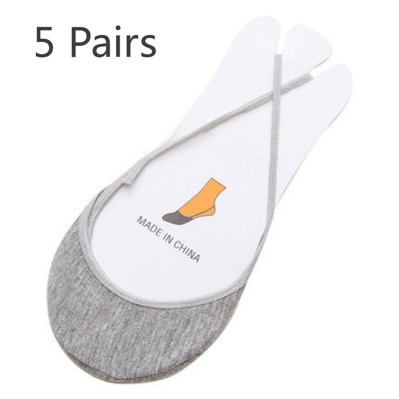 5 Pairs Suspenders Invisible Thin Ice Silk Socks Spring and Summer Women's Boat Socks