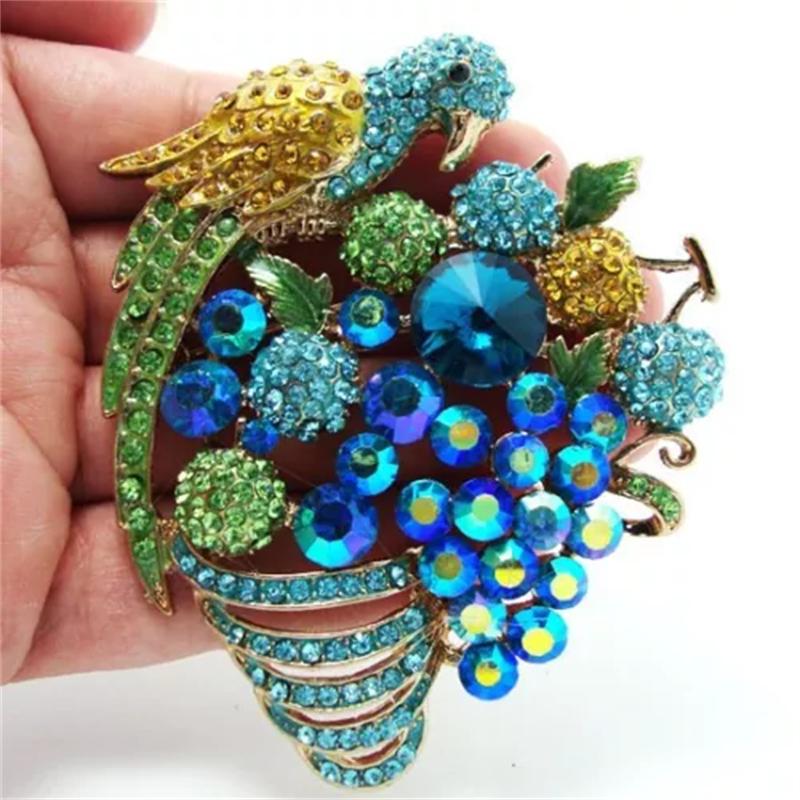 Vintage Women Girls Heavy Industry Crystal Animal Brooch Pin Fashion Luxury Shiny Boutique Rhinestone Badges Corsages For Lady