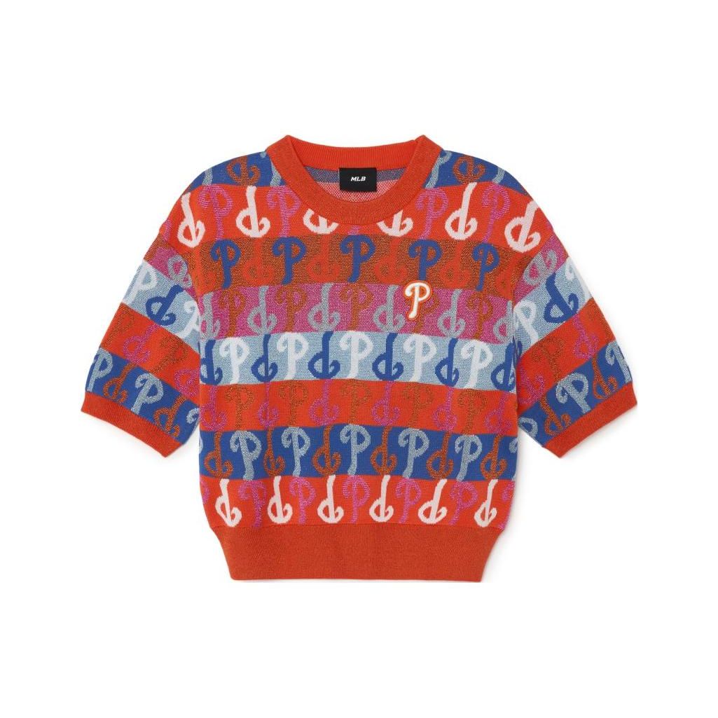 MLB Philadelphia Phillies Farbparty Exklusives Logo Lässiger Mode Strickpullover Damenpullover Rot 3FKPM0131-10ORS S gray