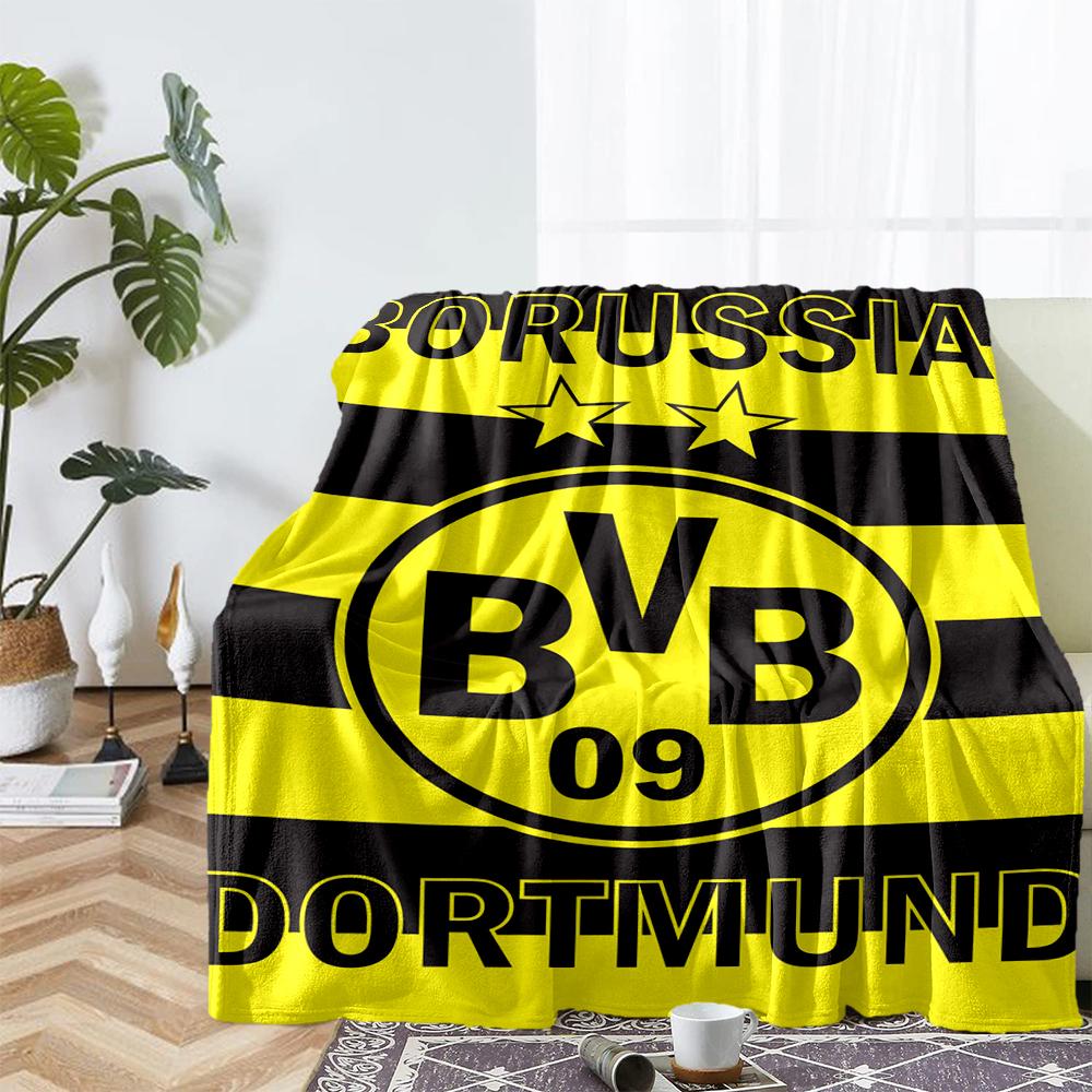 Borussia Dortmund Thema Bedruckte Decke - Perfekt für Sofa, Bett, Reisen & Outdoor-Nutzung | Maschinenwaschbar, Gemütlich & Langlebig.
