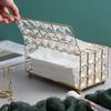 Taschentuchbox, Aufbewahrungsbox aus glänzendem Gold und Silber, Papierbehälter aus Glas für Restaurant, Auto, Zuhause, Hotel