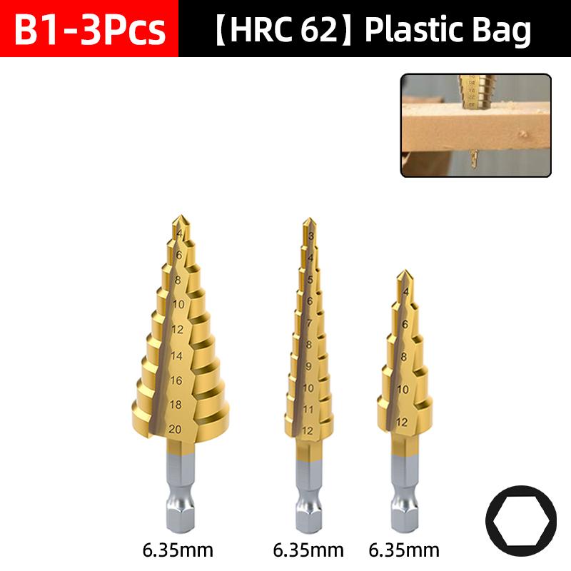 HSS Titanium Step Drill Bit Set For Metal Wood Punch Hole Cutter Conical Stage Stepped Drills Power Tools 3-12 4-12 4-20 4-32mm